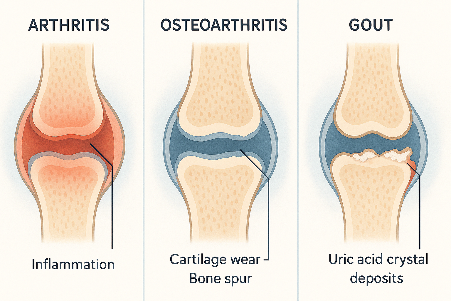 Arthritis, osteoarthritis, gout